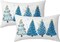 Blue Christmas Tree Lumbar Throw Pillow Covers 12X20 In Set of 2 Xmas Tree Lights Stars Decorative Rectangle Pillow Cases Winter Holiday Pillow Cover Farmhouse Home Decor For Living Room Sofa Couch